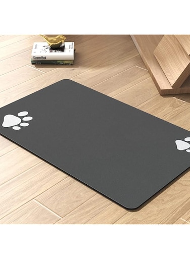 PADOOR pet Feeding mat Dog mat for Food and Water Dog Food mat cat Food mat Pet Supplies (Dark Grey, 12"x19")
