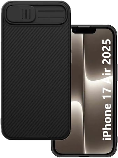 Case for Iphone Air 2025, CamShield case Protective Cover with Camera Protector Hard PC Ultra Thin Anti-Scratch Phone Black Case For Iphone 17 Air Black
