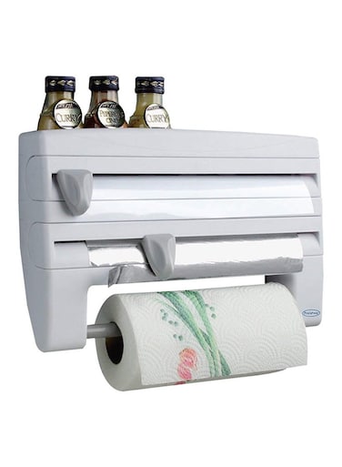 Alminum Foil/Paper Dispenser With Storage Rack White