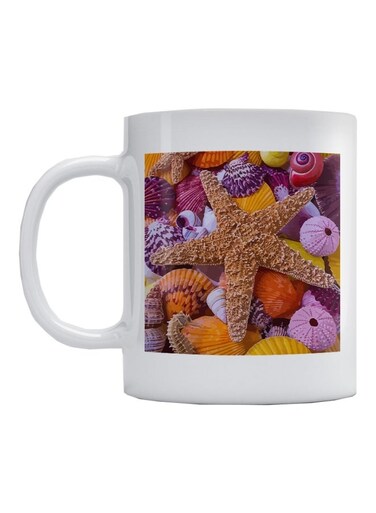 Starfish Printed Mug Brown/White/Purple