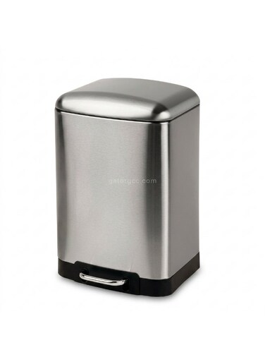 Step Garbage Bin   Brushed Stainless Steel Finish   Soft-Closing   Fingerprint-Resistant   Groove Pedal   Suitable For Kitchens &amp; Homes   Metallic Grey   12 Liters