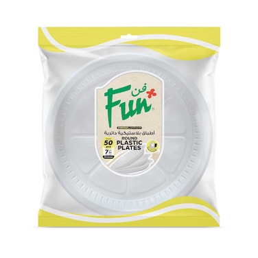 Fun Everyday Plastic Plates White 18cm 50 PCS