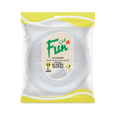 Fun Everyday Disposable Plate 22cm White 25 PCS