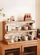 3 Tier Cup Organizer, Cup Storage Rack, Wood and Acrylic Material Multi-Functional Storage Rack, Coffee Mug Racks, Wooden Mug Holder Countertop, for Home Bathroom Kitchen Glass cup and Food for Kitchen, Home, Coffee Bar