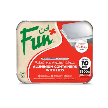 Fun Aluminium Food Container With Lid 3.5L Silver 10 PCS