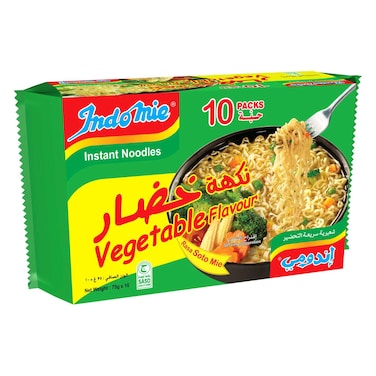 Indomie Soto Instant Noodles, Vegetable Flavour with Seasoning Powder and Sauce 75g Pack of 10