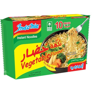 Indomie Soto Instant Noodles, Vegetable Flavour with Seasoning Powder and Sauce 75g Pack of 10