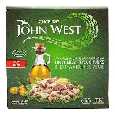 John West White Meat Tuna Solid in Extra Virgin Olive Oil, 160g