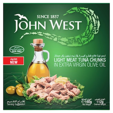 John West Light Meat Tuna Chunks in Extra Virgin Olive Oil, 160g