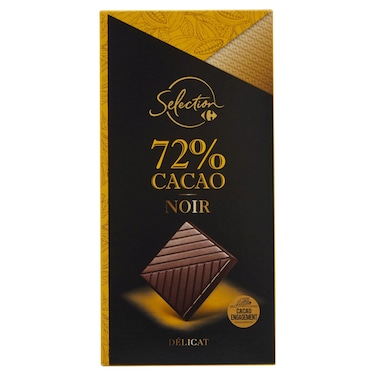 كارفور شوكولاته داكنة مختارة 72% كاكاو، 80 غرام