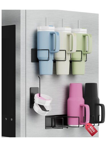 stanley Cup Holder for Refrigerator, Water Bottle Organizer For stanley 40 oz with Handle, Tumbler Lid Organizer For stanley Cup Accessories