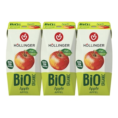 Hollinger Organic Apple Juice, 200ml Pack of 3