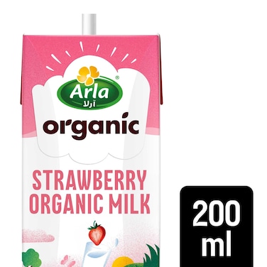 Arla Organic Strawberry Flavour Milk, 200ml