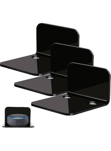 BPA&reg; Acrylic Floating Wall Shelves 3-Piece Set with10 Piece Strong Tapes, 10 cm x 10 cm Size, Black