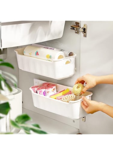 KASTWAVE Under Sink Organizers and Storage 2 PCS - Pull Out Cabinet Organizer Spice Rack - Wall Mount Storage Drawers Bathroom Organization Storage Basket