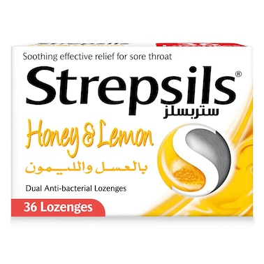 Strepsils Honey &amp; Lemon, Soothing Effective Relief for Sore Throats, 36 Lozenges