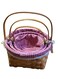 Set of 3 Natural Wicker Basket with Double Handles and Washable Gingham Liner