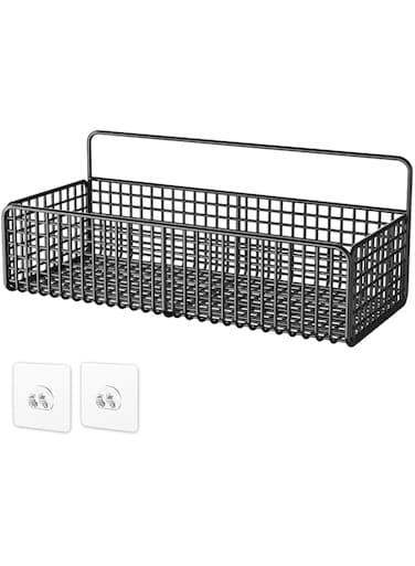 KOLAKO Shower Caddy, Shower Shelf No Drilling, Self Adhesive Shower Storage, Black Shower Organiser, Shower Shampoo Holder Wall Mounted, Rustproof Shower Shelves for Bathroom