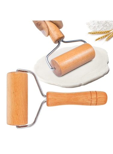 seven Wooden Dough Roller Set for Home Baking - Non-Stick Pizza &amp; Baker Rollers (18cm/7in) - Enhance Your Kitchen Experience!