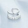 S925 Sterling Silver Zircon Double Layer Single Ear Bone Clip Earrings(BSE964)