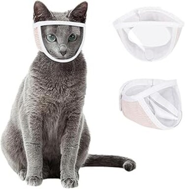 Oasisgalore Cat Muzzle for Grooming, Transparent Cat Mouth Muzzle for Nail Trimming, Anti-Biting Breathable Cat Helmet, Adjustable Kitten Mask Pet Puppy Hood Prevent Scratching Biting
