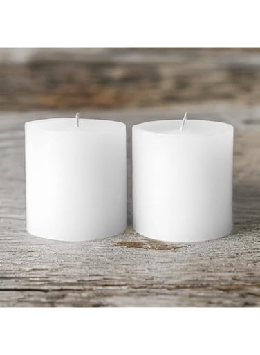 SIHIYA LIFE Set of 2 White Pillar Candles  3 x 3inch   Unscented &amp; Dripless Candles for Decor, Events, Restaurants   Natural Wax with Cotton Wicks   40 hrs/candle Burn Time (White, 3 x 3 inches)