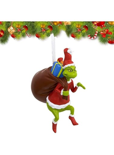 ACETEND G-rinch Resin Pendant Grinch Christmas Tree Decoration Christmas Decoration,Seuss How The G-rinch Stole Christmas! Grinch with Present Christmas Ornament