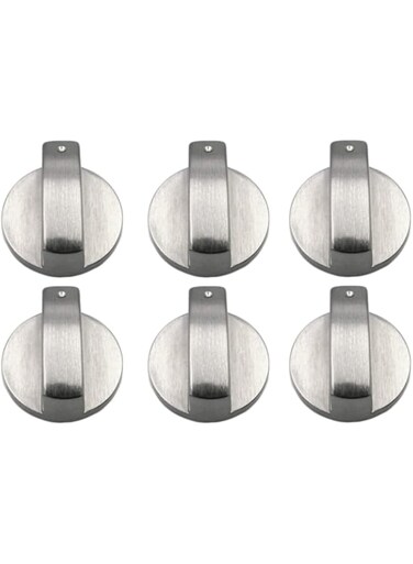 6 Pcs Cooker Knobs,Gas Stove Knob,Metal 6mm Gas Stove Control Knobs Adaptors Oven Switch Cooking Surface Control Locks,for Various Oven Cooker Hob