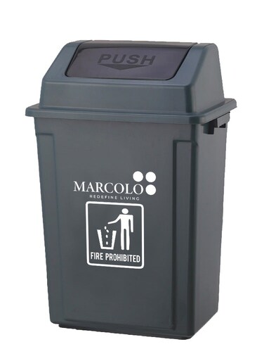 Dustbin 20L with Push Lid Grey   Durable UV-Resistant Plastic Trash Can for Home &amp; Office