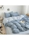 Cotton Duvet Cover Set, 4 Pieces Soft Brushed Microfiber Comforter Cover with Zipper Closure, Include 1 Duvet Cover 220x240cm 1 Flat Sheet and 2 Pillowcase, King Size(Haze Blue)