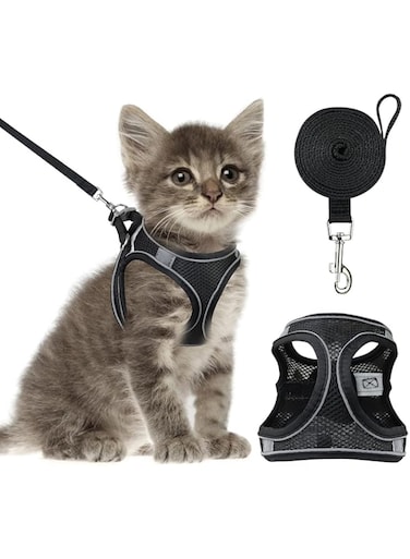 taxinpeet Cat Harness and Leash- Reflective Mesh Cat Vest for Walking Outdoor- Escape Proof Kitten Puppy Vest Harness -Comfort Fit, Lightweight, Easy Control (XXS, Black)
