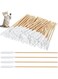 MAKINGTEC 300 Pieces Cotton Buds for Dogs and Cats Pet Cotton Ear Buds Swabs Cotton Dog Ear Cleaner Dog Ear Cleaning Solution Long Cotton Swab Dog Ear Drops with Wood Handle for Dog Ear Care