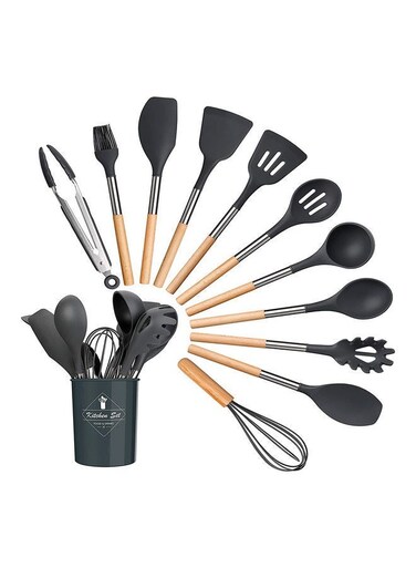 12-Piece Non-Stick Silicone Cooking Utensils Set Multicolour