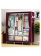 Wardrobe Storage Closet,Fabric Clothes Organizer With Side Pockets,Zipper And Hanging Rail,Foldable Non-Woven Textile Storage Clothing Rack,Red