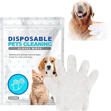 3 PCS Disposable Plant-Based Bath Wipes, Disposable Pet Cleaning Mitt Wipes, Nourish Pet Hair, Pet Grooming Wipes, Pet Cleaning Deodorant Pet Bath Wipes, Nourish Pet Hair, Clean Every Area Easily