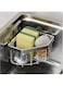 Azonee Sink Sponge Holder Corner Sink Caddy Sink Organizer for Kitchen Bathroom Save Space Triangle Soap Holder Stainless Steel Shower Caddy No Drilling Sponge Caddy with 2 Pcs Adhesive Hook