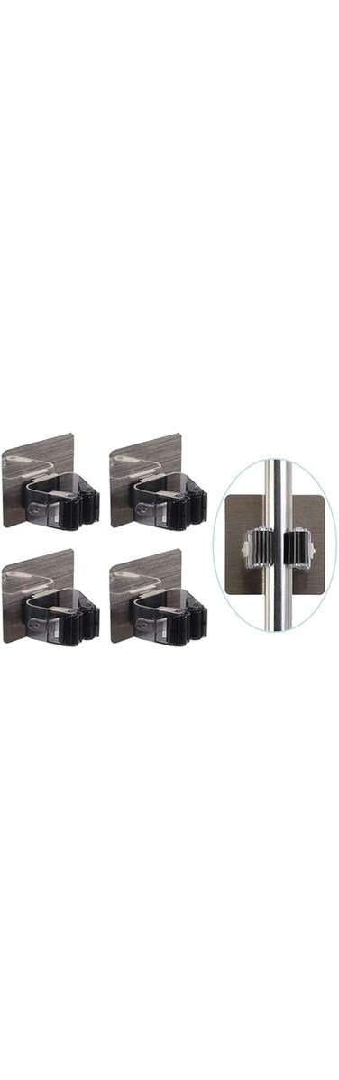 AMERTEER 4 PCS Mop And Broom Holder Wall Mount, Self Adhesive Broom Hanger Wall Mount, Broom And Mop Organizer Wall Hanging, Broom Mop Holder Wall Mounted For Kitchen Garden And Garage Laundry Offices