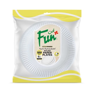 Fun Everyday Standard Disposable Plate 9inch White 100 PCS