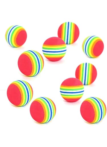 Scent House Cat Puppy Dog Pet Rainbow Toy Ball, Cat Rainbow Ball Foam Ball for Cat Hunting, Interactive Kittens Pet Toys Chasing and Exercising 10pcs