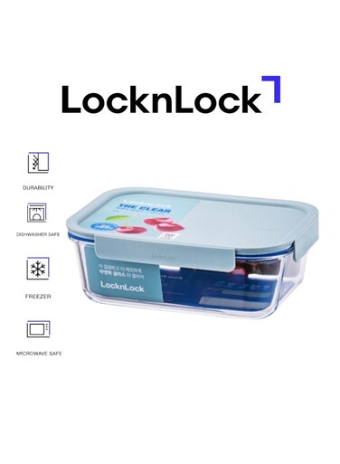 Clear Glass Rectangular 2L Mint - Durable, Airtight, Heat-Resistant Food Storage Container