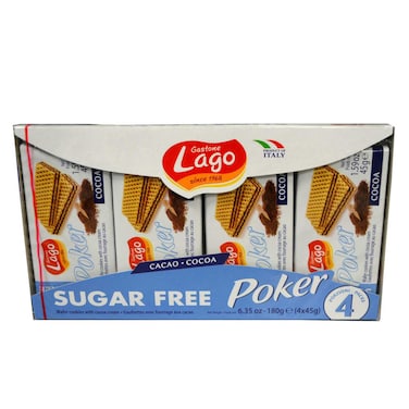 Gastone Lago Poker Cocoa Wafer Cookies with Cocoa Cream, 45g Pack of 5