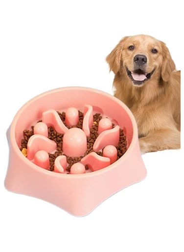 NeoStyle Slow Feeder Dog Bowls,Slow Eating Dog Bowl,Non-Slip Puzzle Anti-Choking Puppy Bowl,Perfect for Medium Small Dogs and Cats(Hexagon pink)