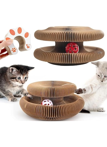 EOPTIFY Magic Organ Cat Scratcher Board, Foldable Scratch Pad with Ball, Kitten Cardboard Scratching Board, Claw Grinding Interactive, Toy Cat Toys for Indoor Cats