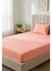 Cotton 2-Piece Microfiber Single Fitted Sheet Set &acirc;&euro;&ldquo; Peach Striped 90&Atilde;&mdash;190 cm with Full Elastic &amp; 1 Pillowcase