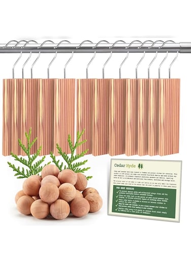 CEDAR HOME Hyde Blocks for Clothes Storage   Hang Ups &amp; Balls   Clothes Protection &amp; Deodorizer   22 Pieces, 12 Hang Ups &amp; Bonus 10 Balls   U.S.A Seller