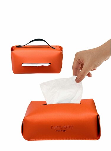 Tissue Box Cover, Hangable Wet Wipes Storage Box, Modern Decorative PU Leather Tissue Box Case Organizer Holder for Vanity Countertop, Night Stands, Livingroom, Office Desk &amp; Car