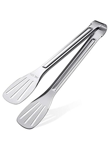 Stainless Steel Cooking Tongs - Easy to Clean, Safe for Food, Ideal for Salad, BBQ, Frying - Best Sturdy Non-Stick Grip Utensil Gift for Kitchen