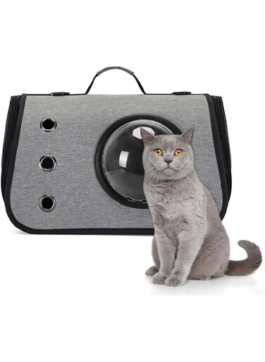 COOLBABY Pet Cat Carrier Folding Breathable Portable Transparent Small Animal Pet Bag is Designed for Traveling Hiking Walking and Outdoor Use Gift for Small Pets(Grey)