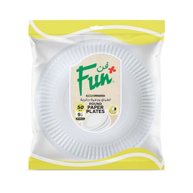 Fun Everyday Heavy Duty Paper Plates White 9inch 50 PCS