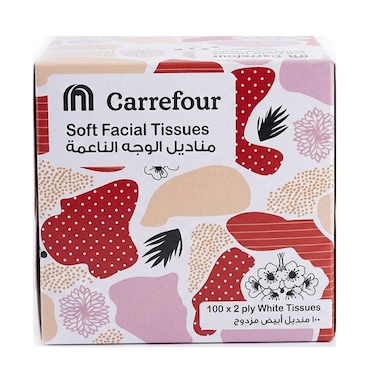 Carrefour Economic Facial Tissues, 100 Sheets
